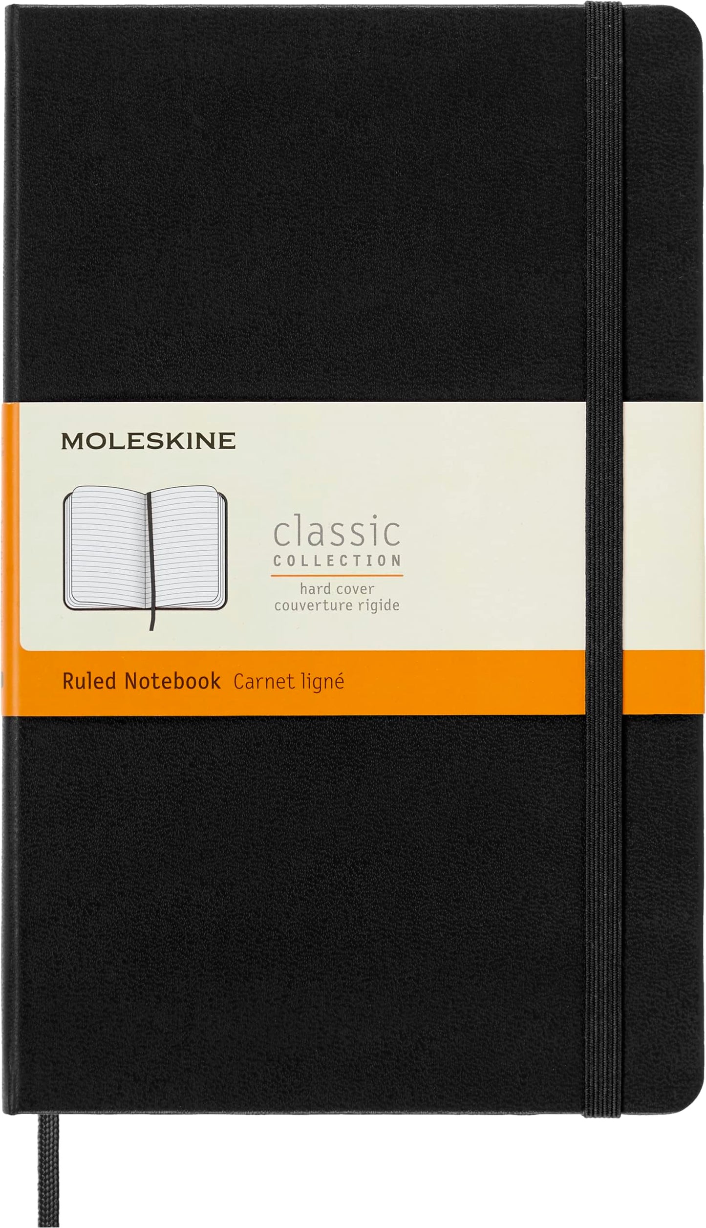 Moleskine Classic Notebook, Large, Ruled, Black, Hard Cover (5 x 8.25)
