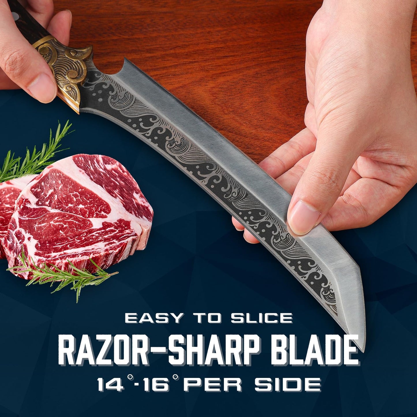 Purple Dragon Slicing Carving Knife – 8.86" Brisket Knife Razor Sharp Japanese Breaking Knives for Meat Cutting - Full Tang Design with Ergonomic Handle - Christmas Gift for Men and Women