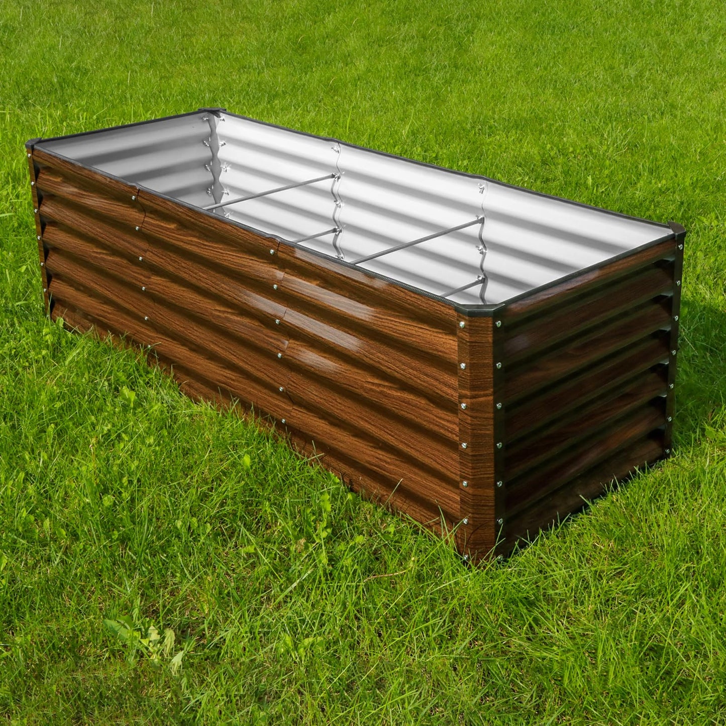 SnugNiture 2-Pack 6x2x2FT Galvanized Raised Garden Bed Kit, Metal Planter Box for Planting Plants Vegetables, Brown