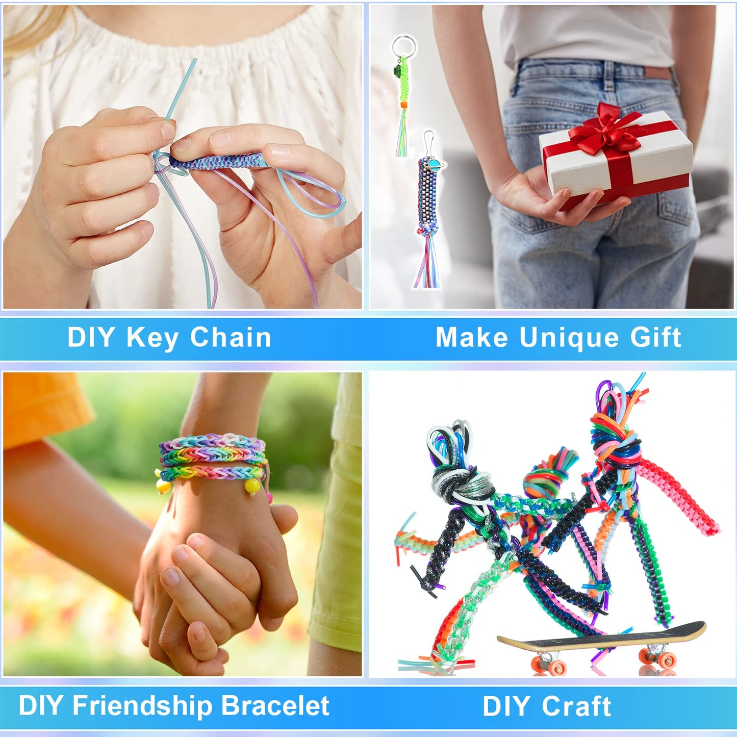 Karsspor Glitter/Laser/Normal Lanyard String Kit - 24 Rolls Gimp String, Plastic Lacing for DIY Bracelets, Key Chains, Pony Beads and Lanyards (788 Feet)