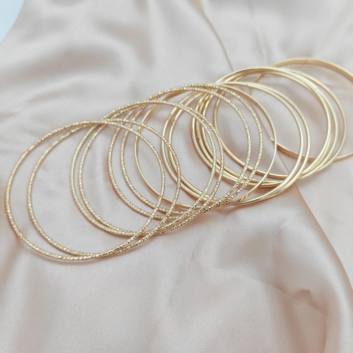 FUNOJOY Bangle Bracelets for Women,14K Gold Plated Boho Indian Multi Stackable Bangles For Women Jewelry Gifts