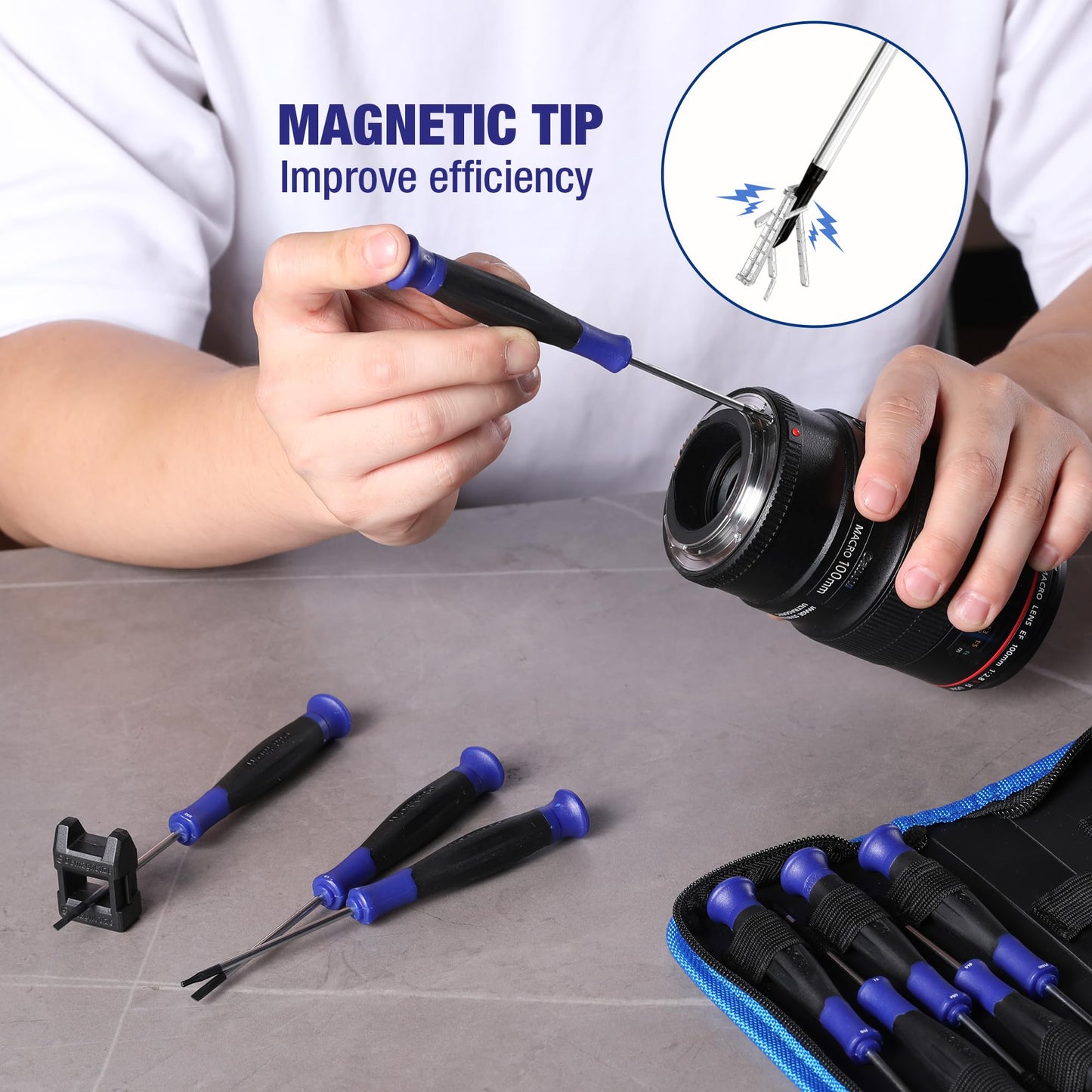 WORKPRO 10-Piece Precision Screwdriver Set with Pouch, Magnetic Small Screwdrivers with Phillips, Slotted, Torx Star, Mini Screwdriver Repair Tool Kit for Eyeglass, Watch, Computer, Laptop, Phone