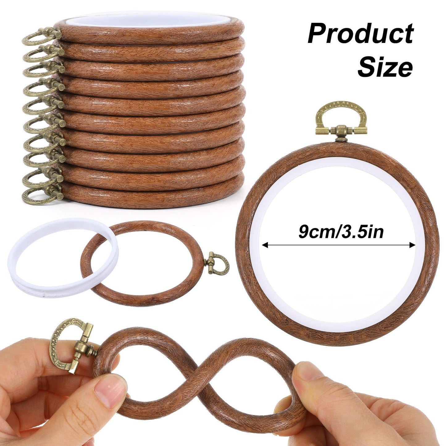 15 Pcs Imitated Wood Embroidery Hoop Set, 3 Inch Embroidery Frame for DIY Craft, Decorative Cross Stitch Hoops for Spring Wedding Gift, Art Sewing Supplies