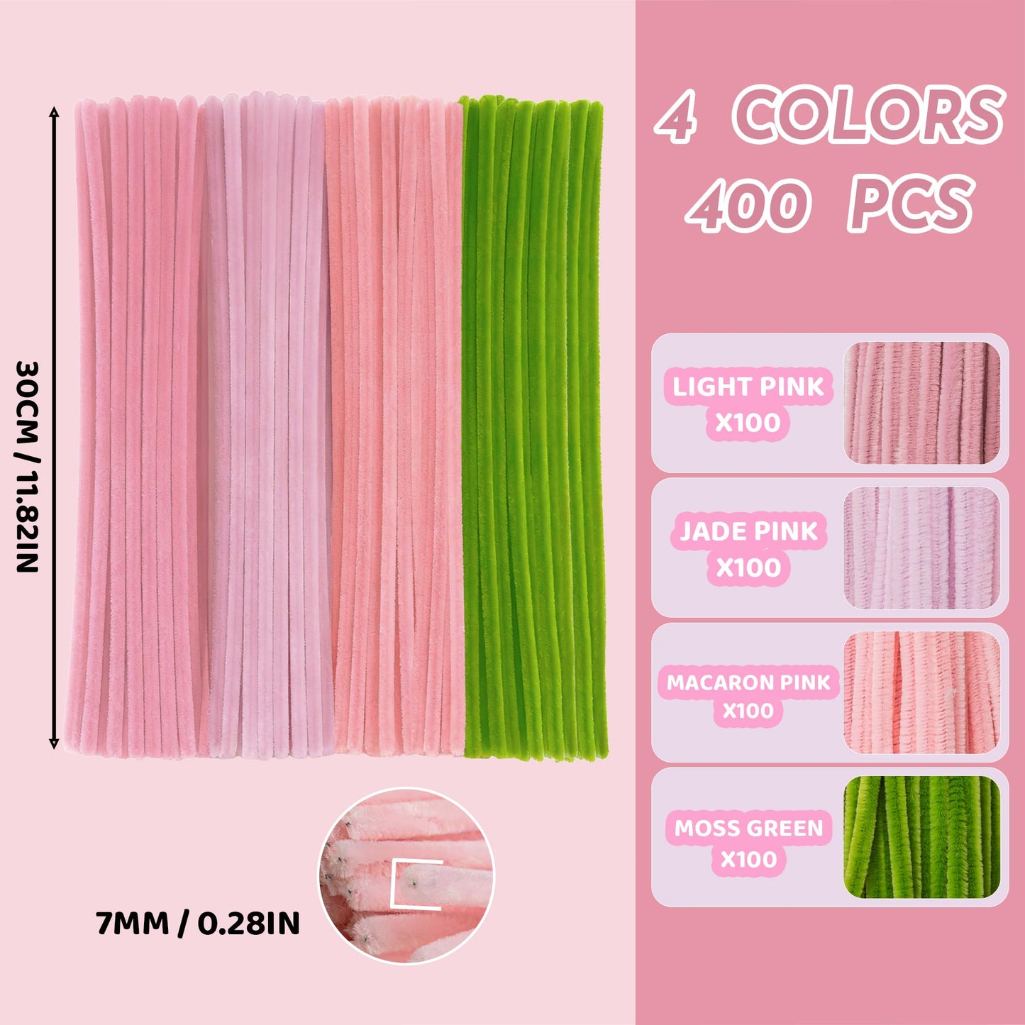 Upgraded 2026 Pipe Cleaners Craft Kit: 400-Piece DIY Flower Making Supplies with Exclusive Color Palette | Includes Chenille Stems, Floral Wire, Gardening Tape, Stamen & Ribbon for Kids Arts & Crafts