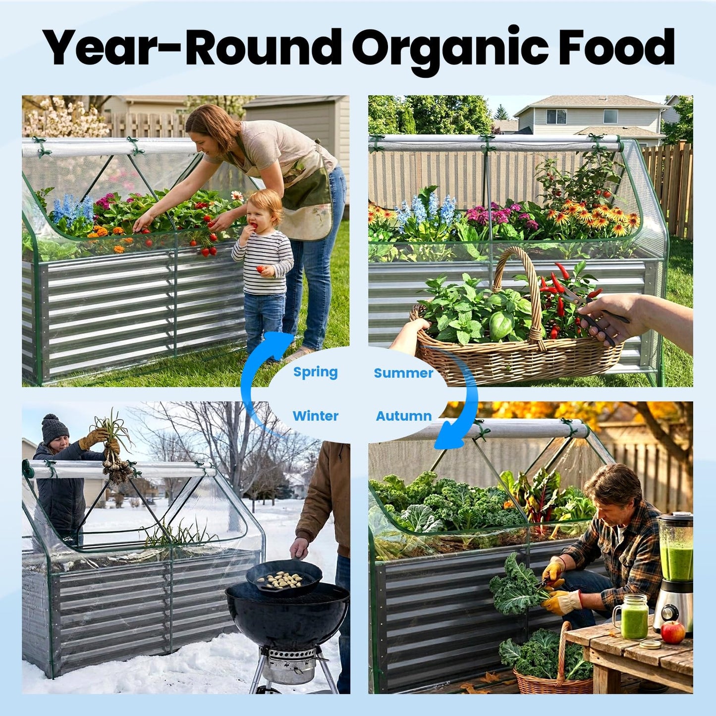 Quictent Raised Garden Bed Galvanized Raised Beds for Gardening Vegetables with Cover 6x3x2 ft Tall Metal Planter Box Outdoor Use (Clear)