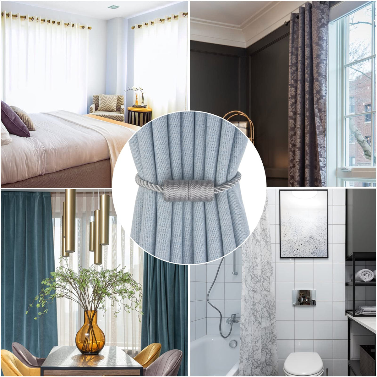 Magnetic Curtain Tiebacks Decorative Holdbacks Rope Tie Back Drapes Hangtty