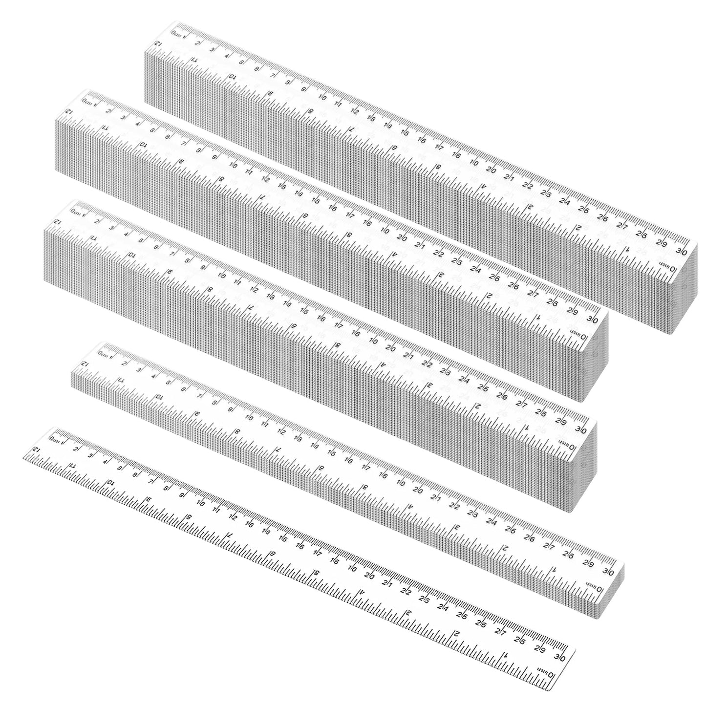 LEXININ Plastic Ruler, 12 Inch Clear Transparent Metric Straight Edge, 100 Pack