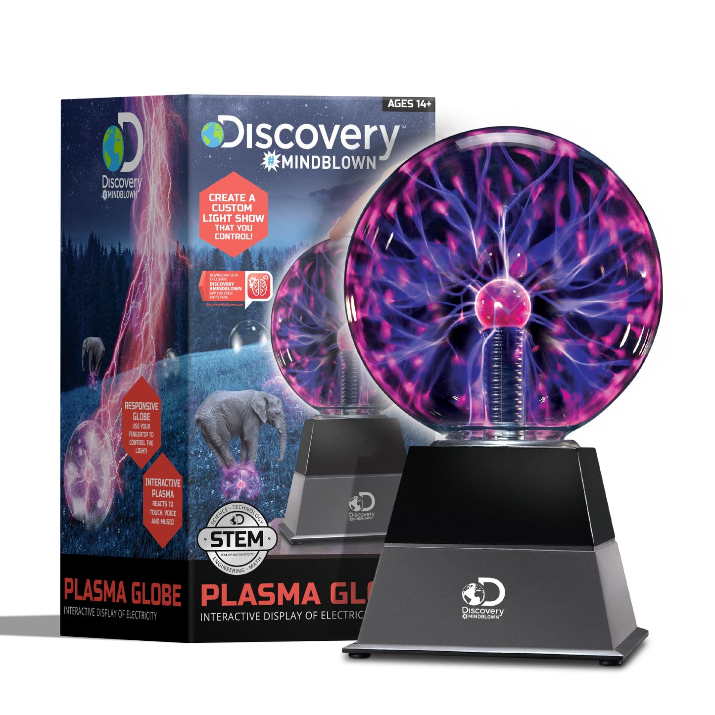 Discovery™ Plasma Globe Lamp, Touch & Sound Sensitive Lightning, Interactive Electric Plasma Ball for Hands-On STEM Learning, Plug-in Bedroom & Desktop Decorative lamp