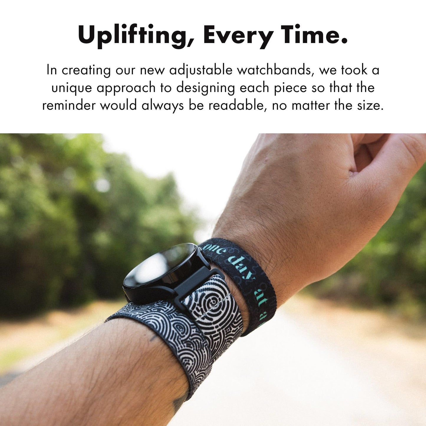 ZOX Android Smart Watch Band – One Day At A Time | Soft, Adjustable Elastic Band with Motivational Affirmations and Beautiful Artwork – Gifts for Men, Women & Teens (20 MM)