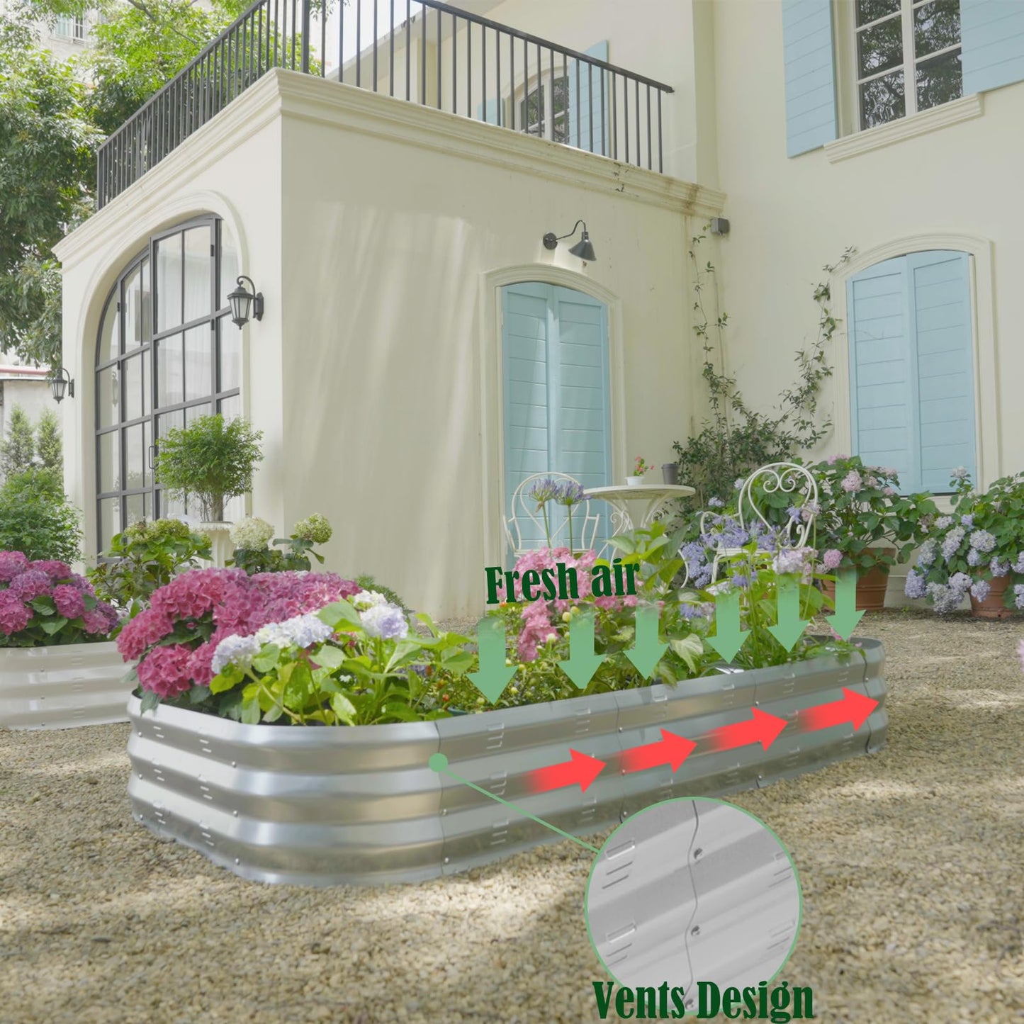 Colorfulbeetle Galvanized Raised Garden Bed Kit, Large Metal Raised Garden Beds for Vegetables, Galvanized Planter Raised Garden Boxes Outdoor (Silver)