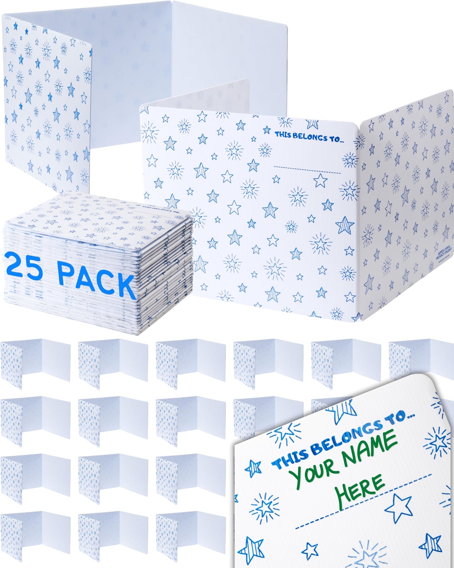 25 Privacy Folders for Students, Erasable Privacy Shields for Student Desks, Testing Dividers for Classroom, Privacy Boards for Student Desks, Dividers for Students, Test Dividers for Student Desks