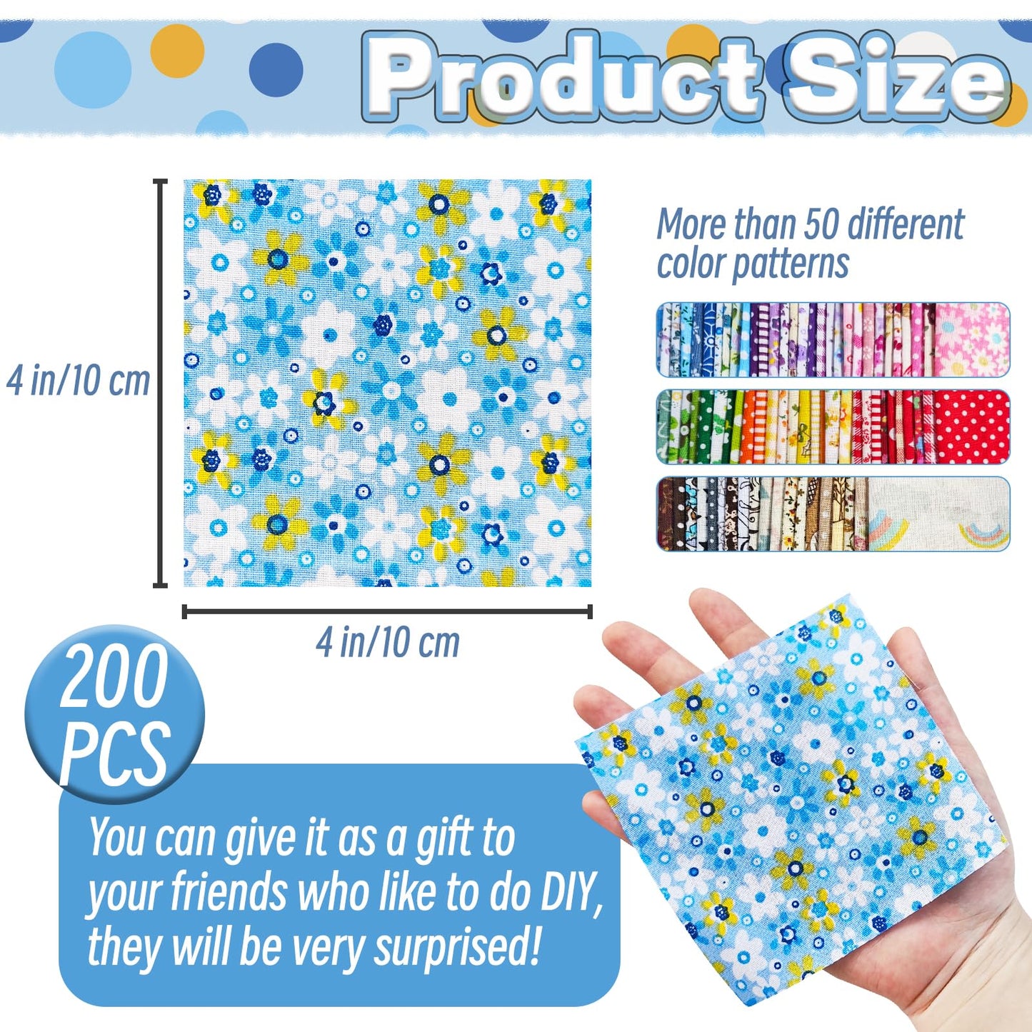 150Pcs 4" x 4" (10cm x 10cm) Cotton Craft Fabric Bundle Squares,Squares Sheets Patchwork,Pre-Cut Quilt Squares,DIY Sewing Quarters Bundle,Quilting Fabric Bundles