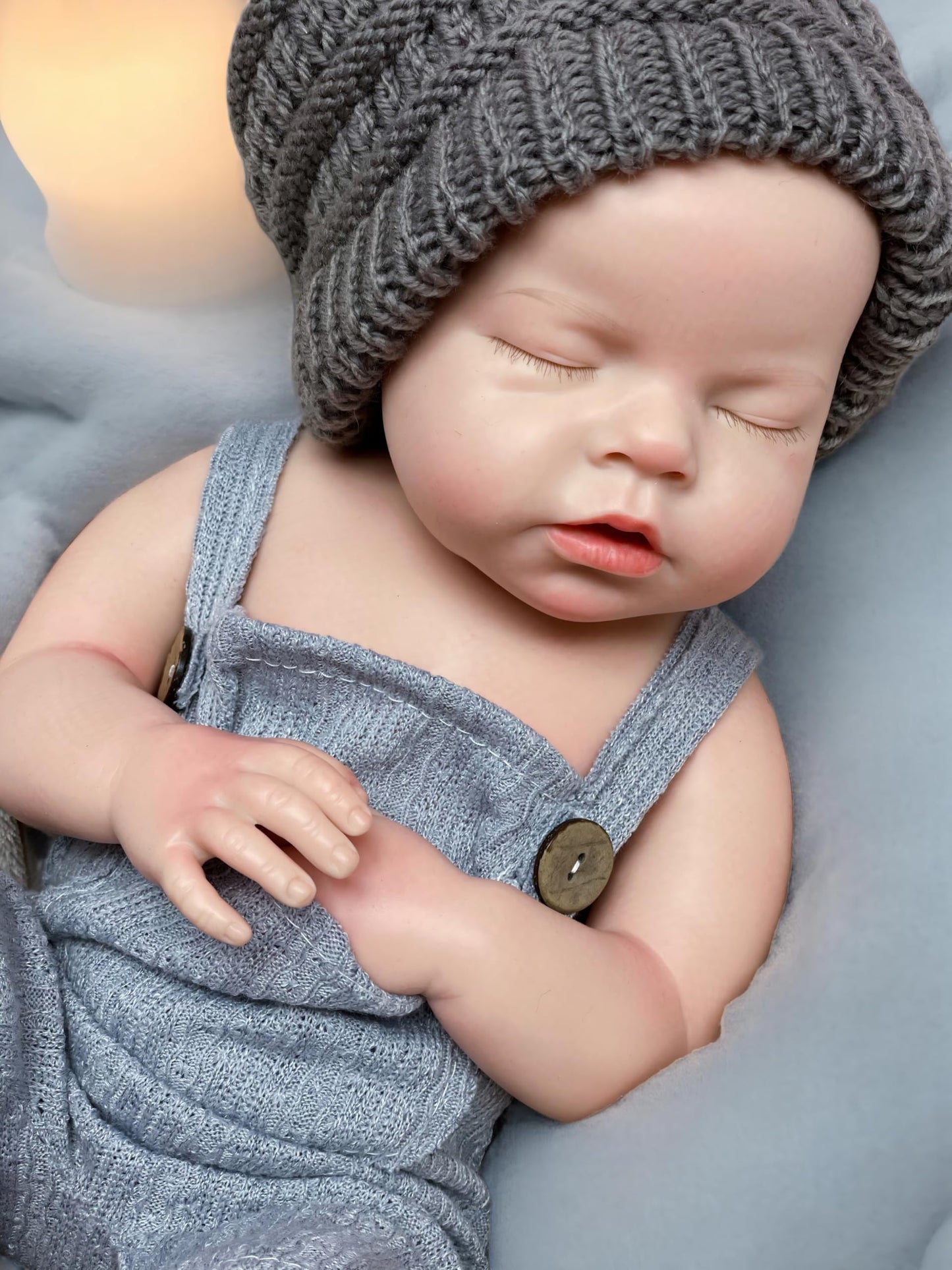 Gileutay 20 inch Full Solid Silicone Reborn Doll Boy Lifelike Reborn Sleeping Newborn Babies Doll That Can Open Mouth