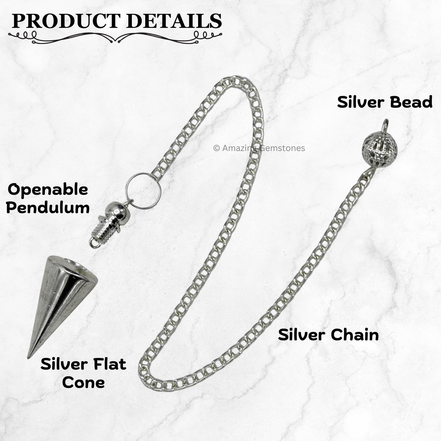 Amazing Gemstone Healing Metal Pendulums for Divination, Silver Flat Cone Steel Copper Pendulum High Energy Pendulo de Bronce Pendulos de Mesa MP30