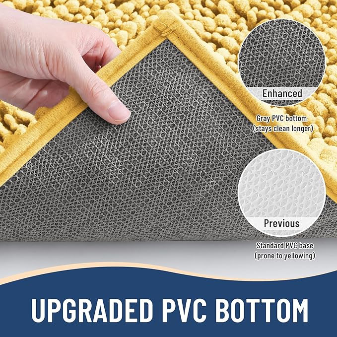 Arotive Luxury Chenille Bathroom Rug Mat, Extra Soft Thick Absorbent Shaggy Bath Rugs, Non-Slip Machine Wash Dry, Plush Bath Mats for Bathroom, Shower and Tub, 36x24, Yellow