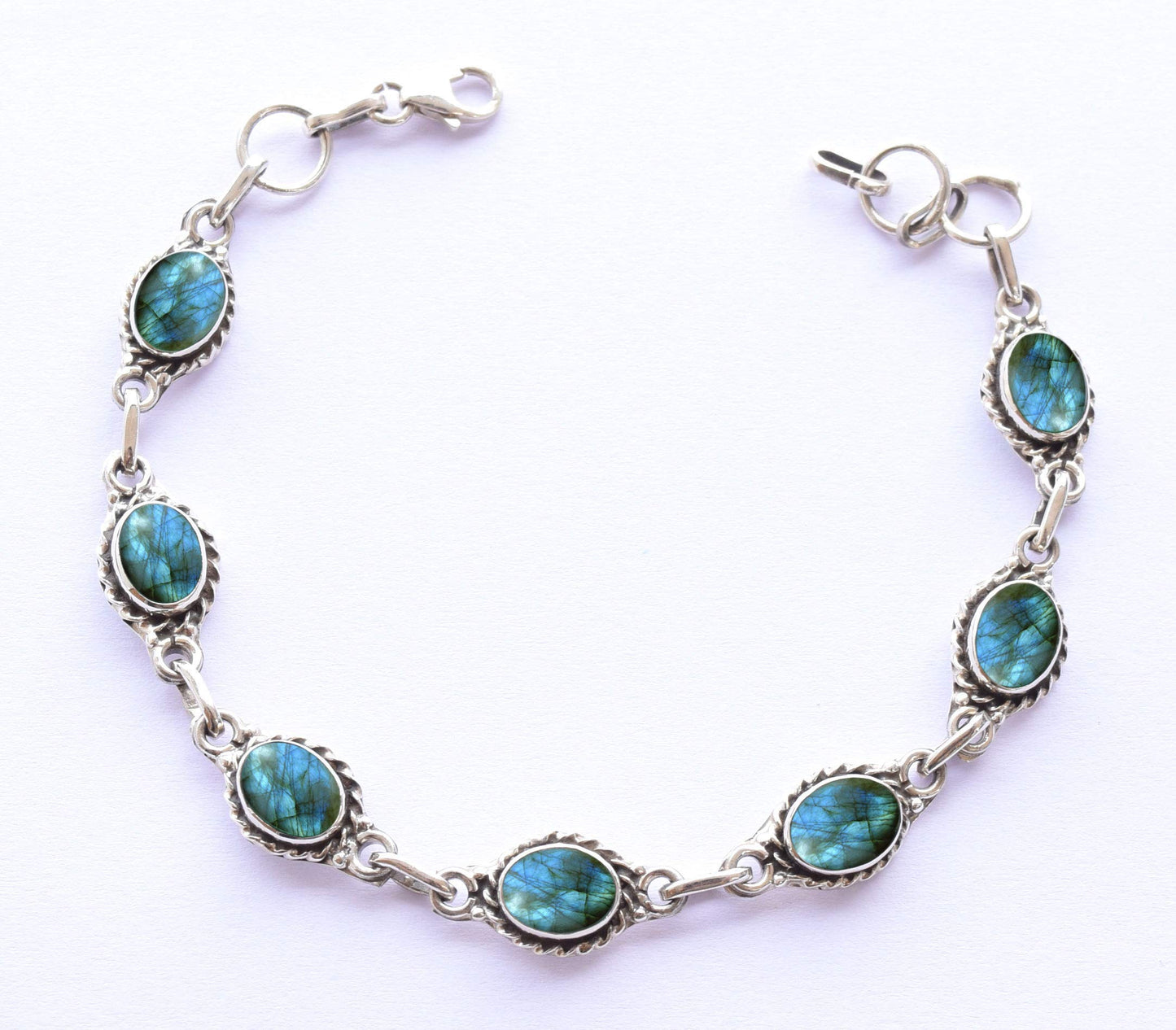 Avicrafts Labradorite Stone Bracelets Silver Overlay For Women Girl Gifts - Gemstone Adjustable Handmade Link Bracelets For Her
