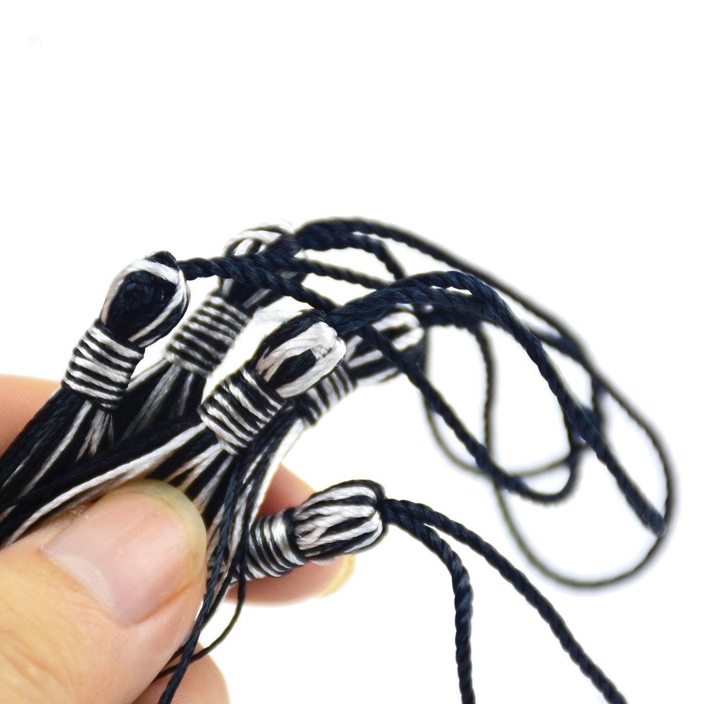 100pcs 13cm/5 Inch Silky Floss Bookmark Tassels with 2-Inch Cord Loop and Small Chinese Knot for Jewelry Making, Souvenir, Bookmarks, DIY Craft Accessory (Black&Silver)