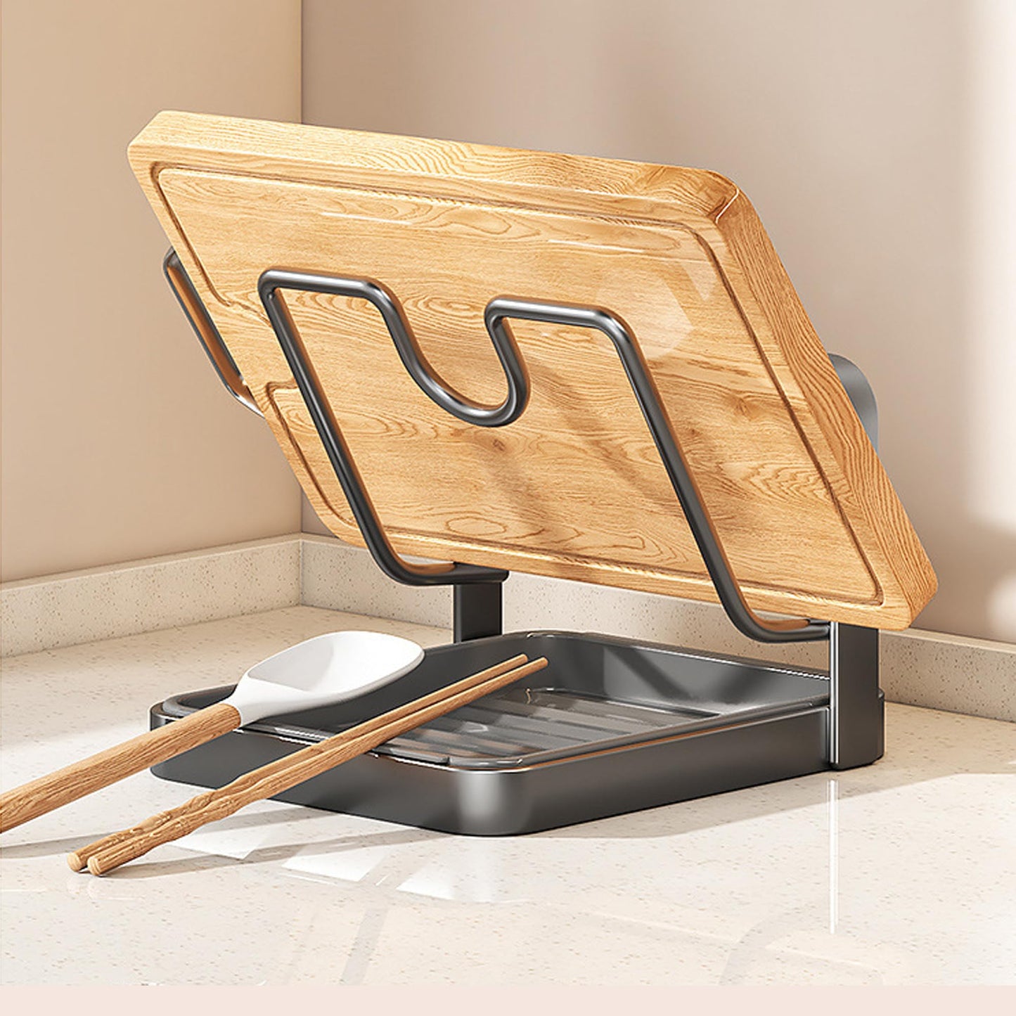 Kitchen Pot Lid Storage Rack - Pot Lid Holder - Pot Lid Rack while cooking - Pot Lid Organizer (Gray, 2-Layer)