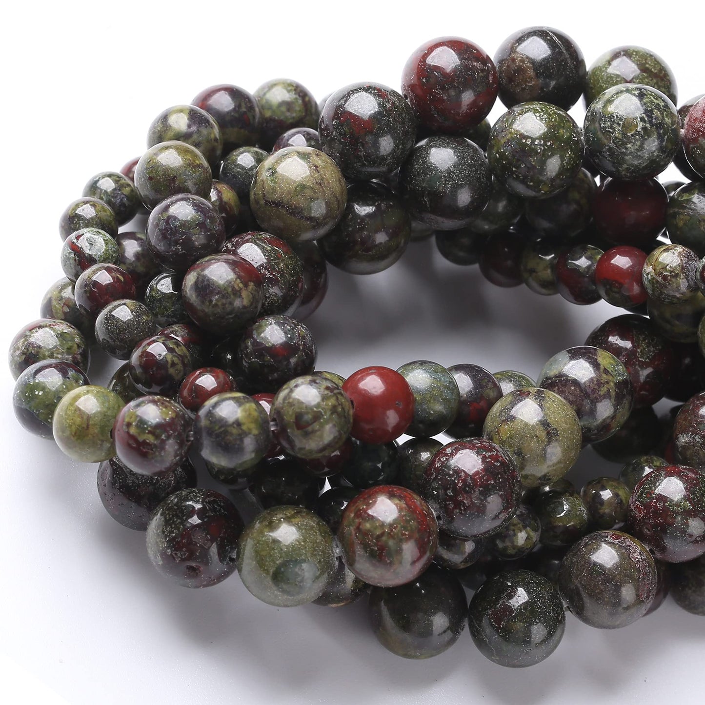 8MM Dragon Blood Stone Round Loose Beads Natural Gem Beads Crystal Energy Stone Beads for Jewelry Making DIY Bracelet Necklace