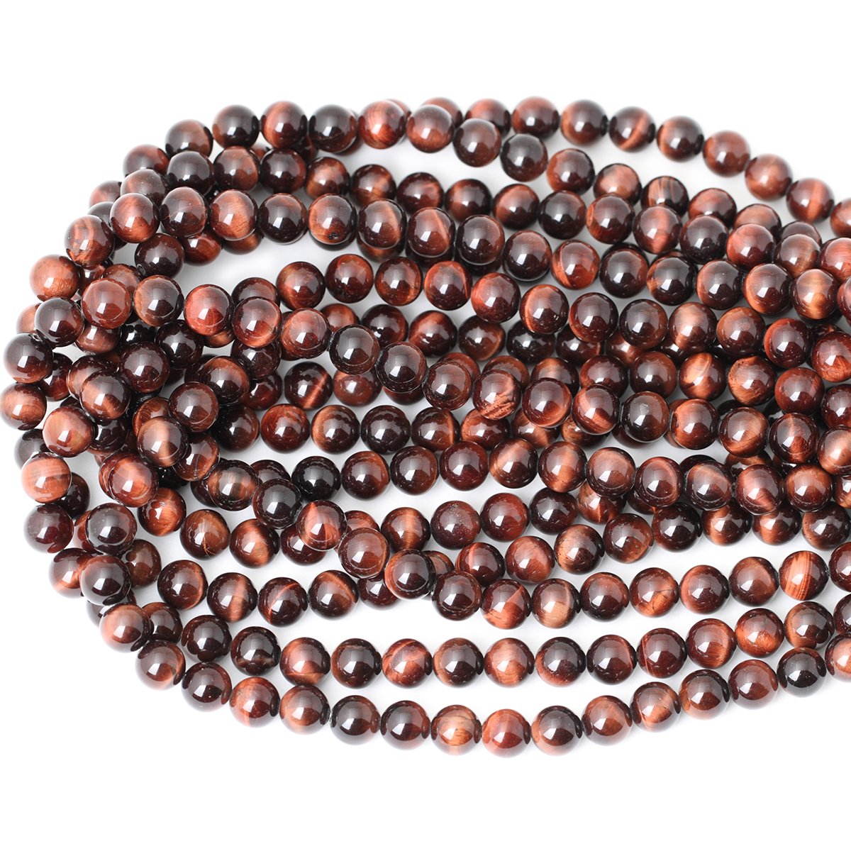 CHEAVIAN 45PCS 8mm Natural Red Tiger Eye Gemstone Round Loose Beads for Jewelry Making DIY Findings 1 Strand 15"
