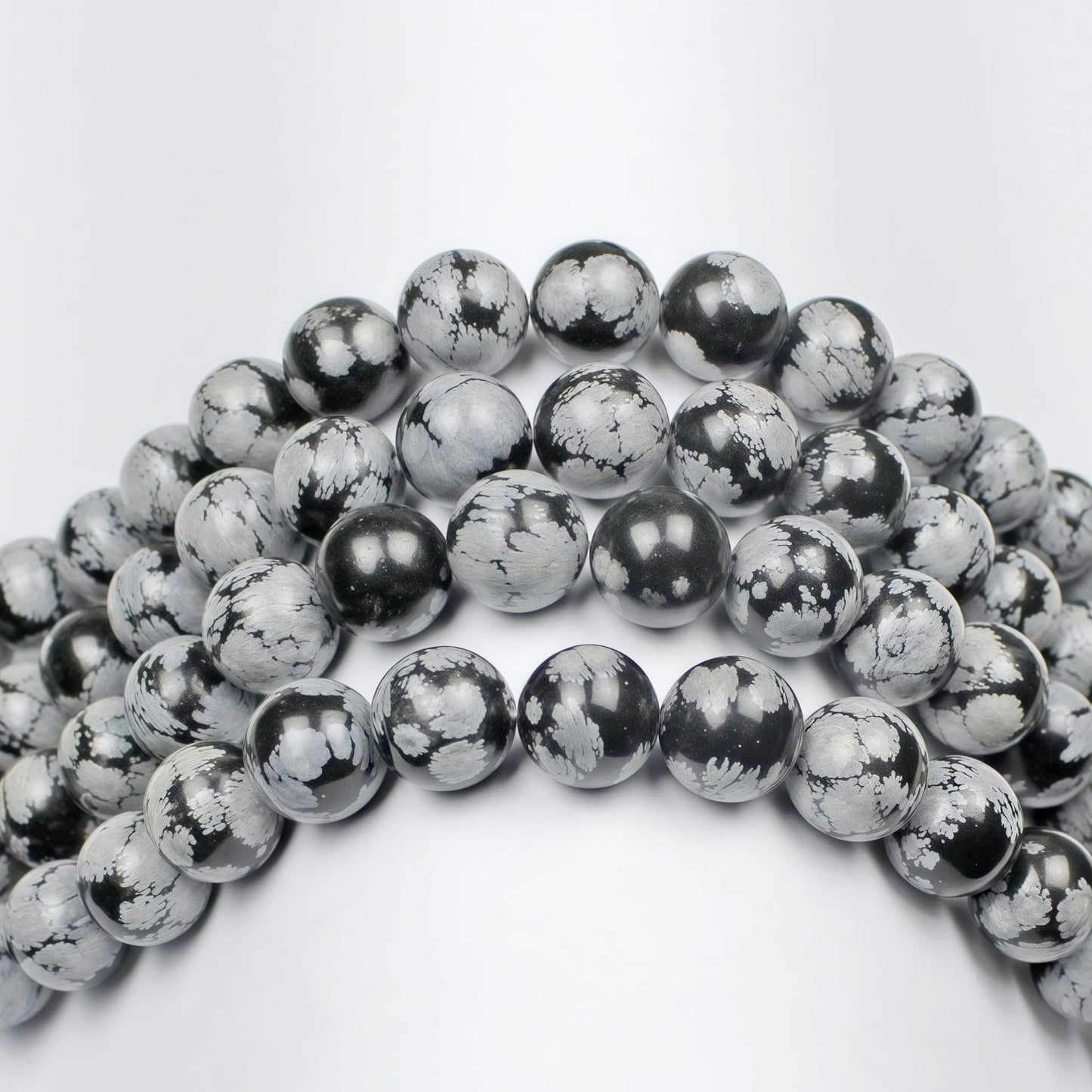 MJDCB Snowflake Obsidian Beads Round Natural Stone Beads for Jewelry Making DIY Bracelet (6mm)