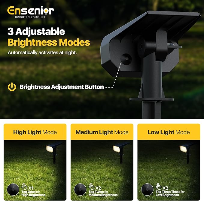 Ensenior Solar Spotlights Outdoor, 56 LEDs Brightness Adjustable 3000K LED Solar Garden Lights, Halloween Christmas Landscape Lighting for Flag/Yard/Pathway, IP65 Waterproof - 10 Pack
