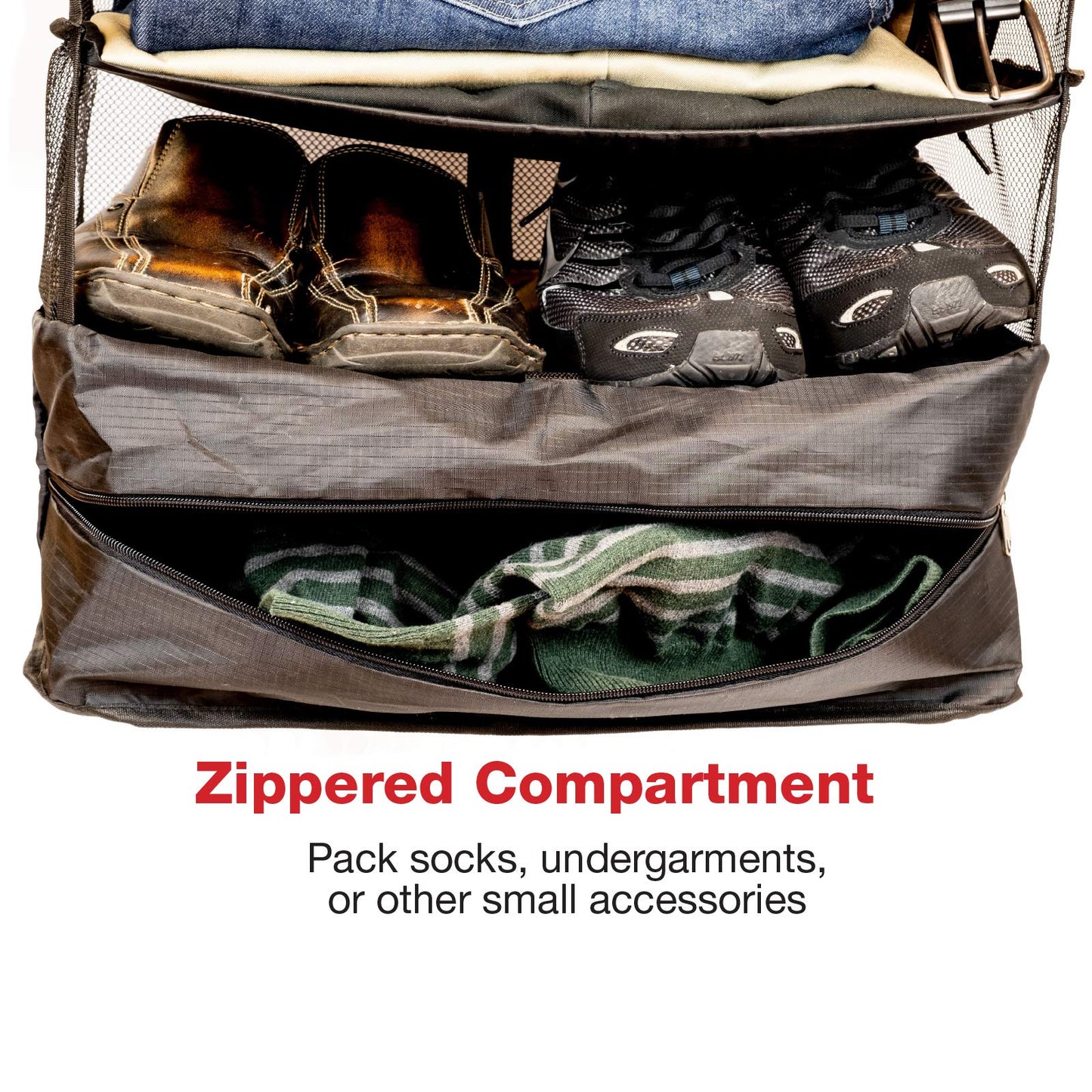 Excello Global Products Collapsable Portable Hanging Storage Organizer With Zippered Compartment Perfect for Travel and Packing
