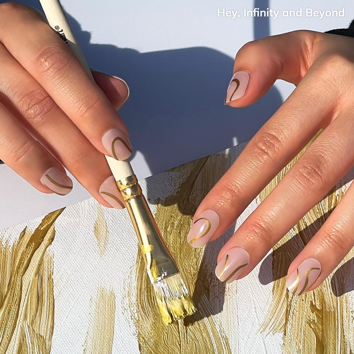 Heyhae Semi Cured Gel Nail Strips | No LED Lamp Needed | Solid, Nude, Spring | Easy Apply & Remove, Salon Quality | Includes 28 Strips, 1 Prep Pads, Nail File & Wooden stick - Hey, Infinity and Beyond
