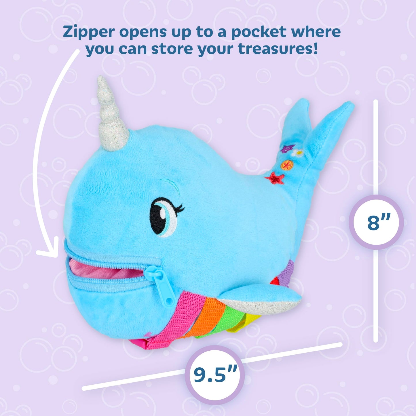 Buckle Toys - Bubbly Narwhal - Develop Fine Motor Skills - Sensory Learning Activity Toys - Toddler Plane Travel Essential