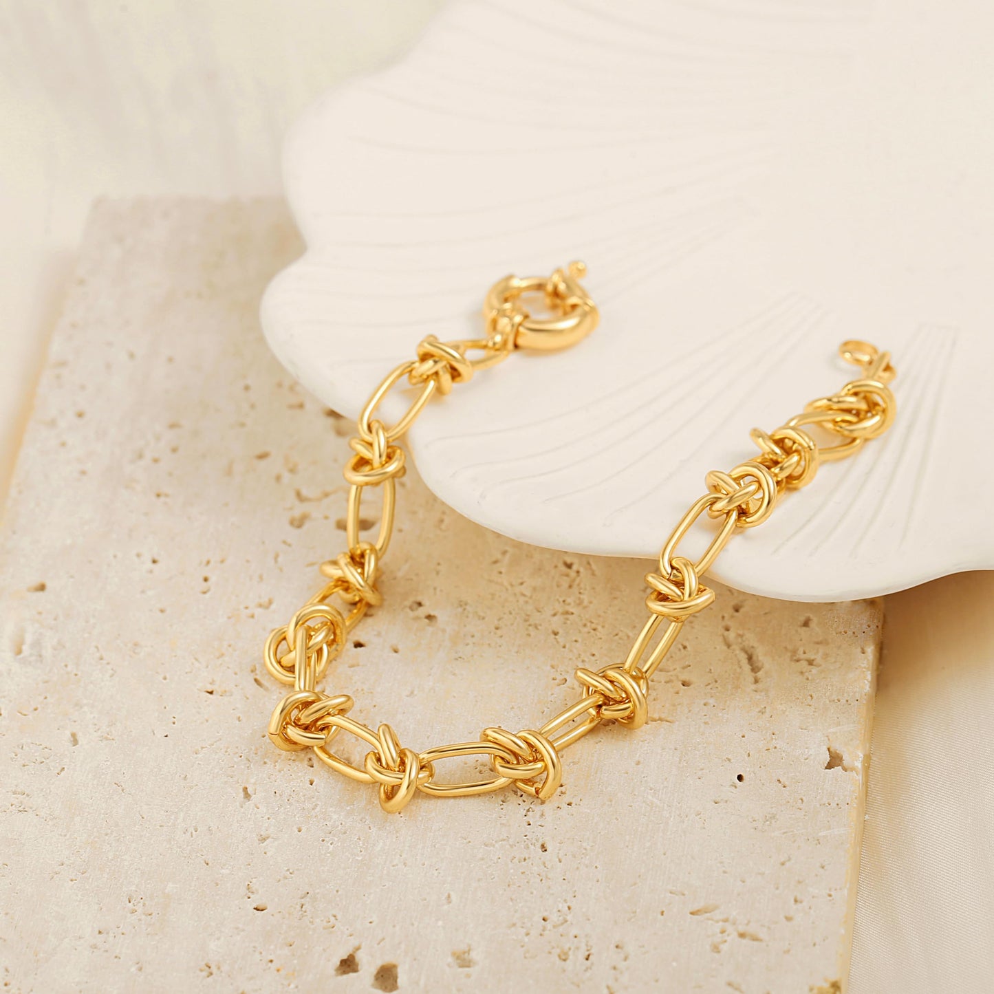 SOFYBJA 18k Gold Plated Personalized Chunky Knotted Link Chain Bracelets Rope Bracelet Jewelry for Women