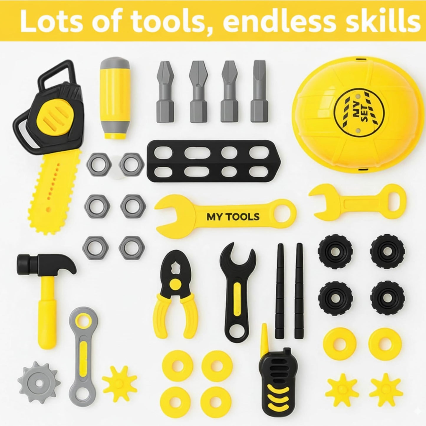 Toddler Workbench & Tool Set with Battery-Operated Drill - Includes 2 Big Take-Apart Trucks & Realistic Tools, Construction Tool-Bench Toy for Kids 3-5, Toolbox Gift for Boys 3 4 5 Years Old