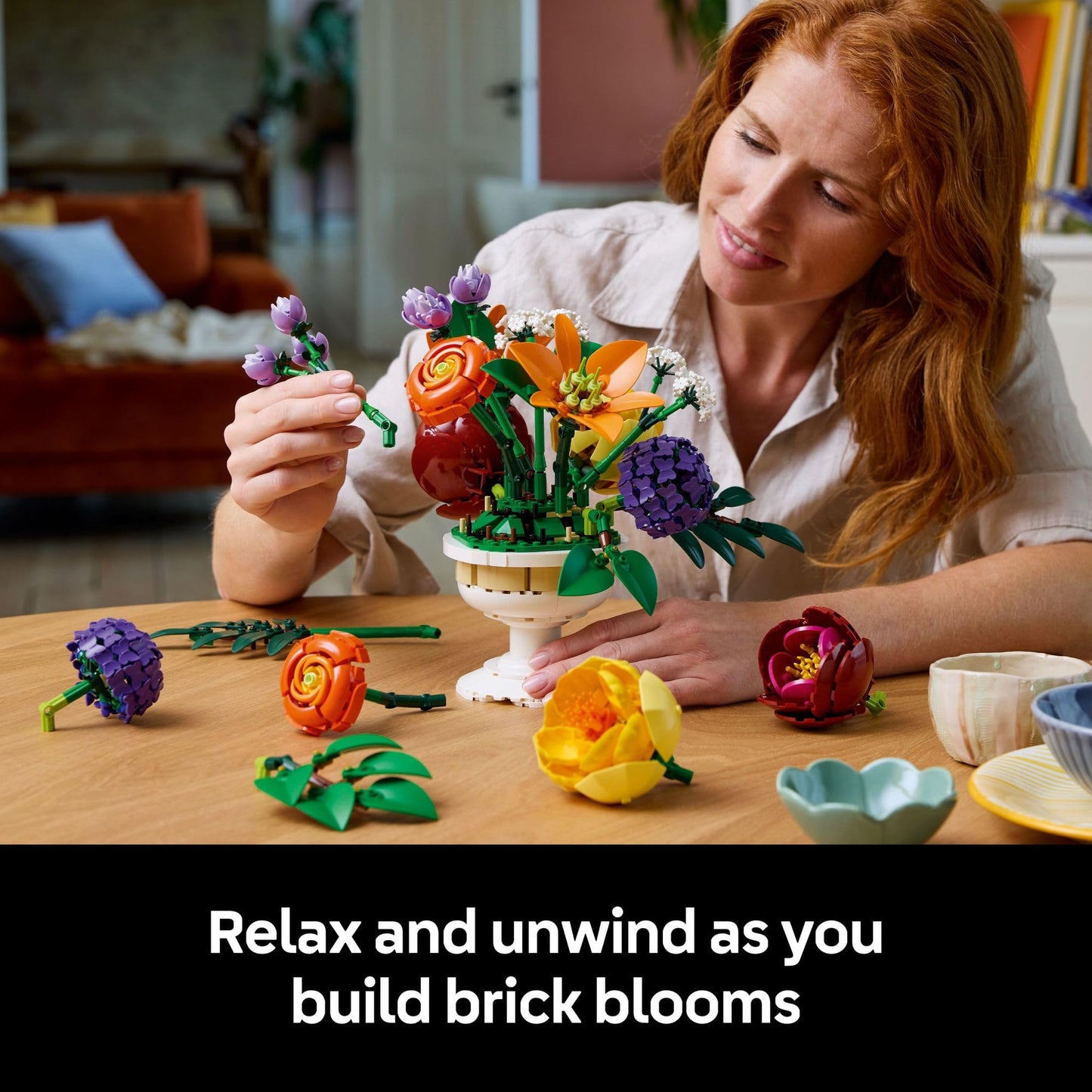 LEGO Botanicals Flower Arrangement Artificial Flowers Building Set - Decor for Table Display - Gift for Mothers Day - Unique Bouquet for Adults, Ages 18+ - 10345