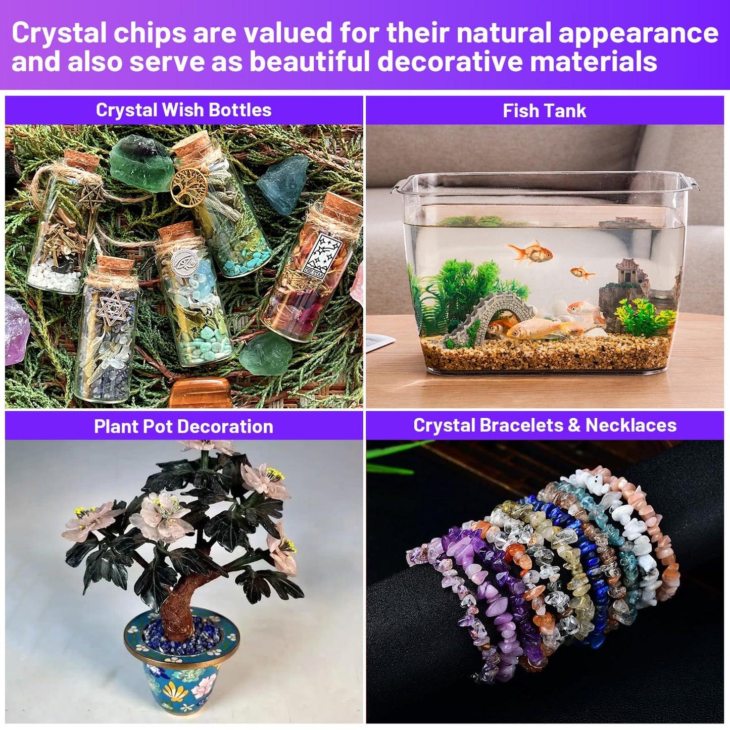 1.1lb Natural Crushed Amethyst Crystal Tumbled Chips-Healing Crystals Chips Bulk, Crushed Crystal Gemstones for Crafts, Beautiful Package for Gift (Amethyst)