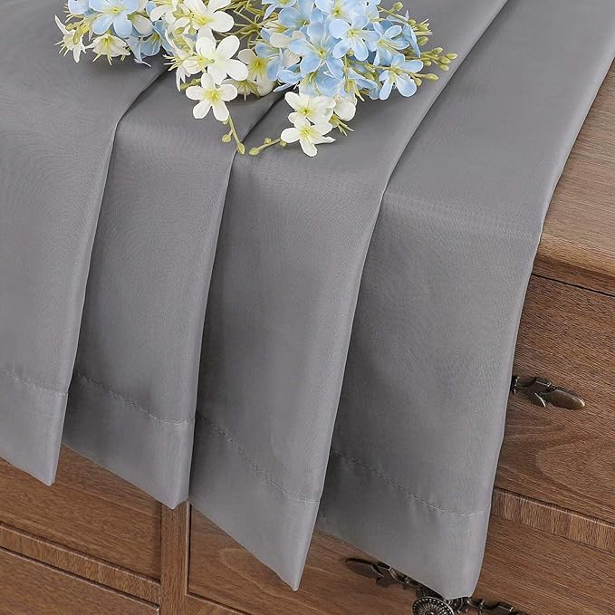 Grey Sheer Curtains Tier 30 Inches Length 2 Panels, Light Filtering Lightweight Soft Window Drapes, Cute Elegant Cafe Curtains for Nursery, Dual Rod Pocket, Charcoal Grey, 2x42Wx30L Inches