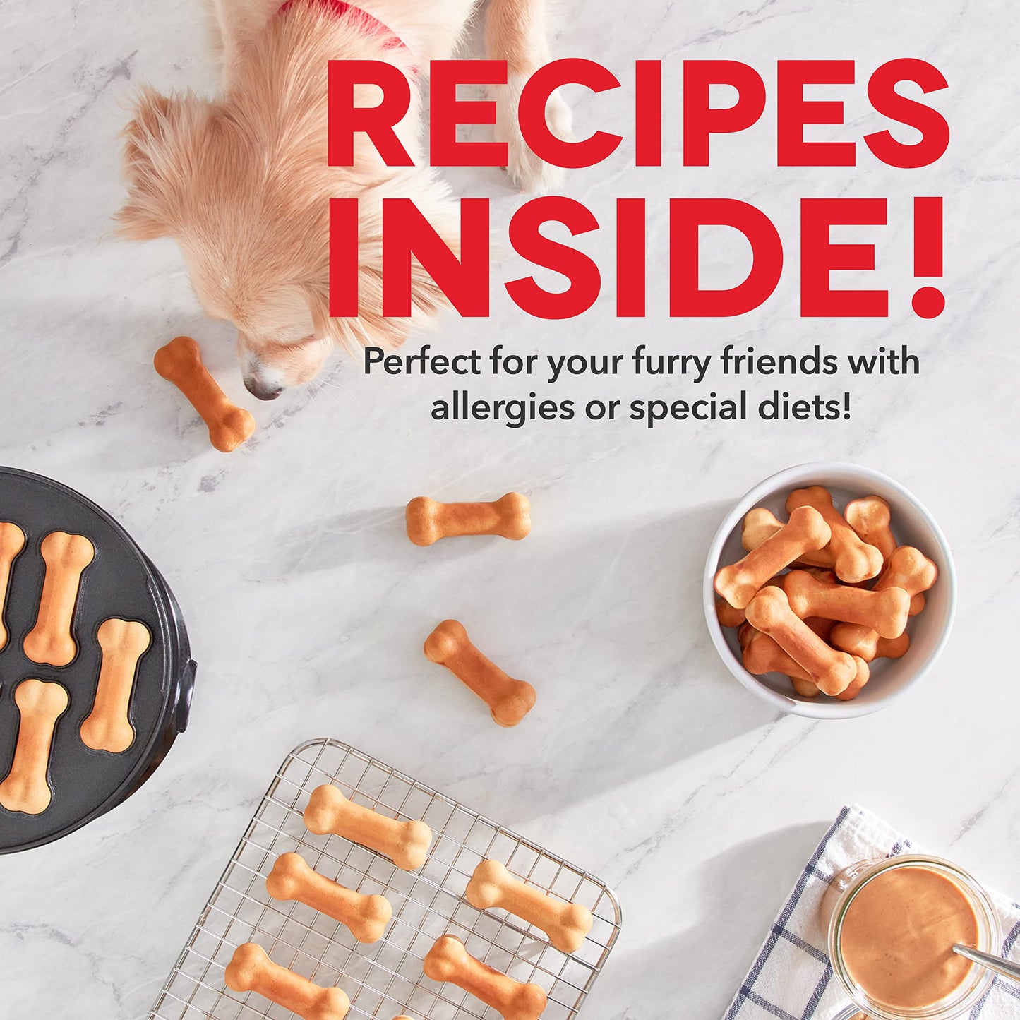 Dash Express Dog Treat Maker - DIY Bone-Shaped Treats - Personalized Dog Gifts - Easy to Clean - 8 Bones, White