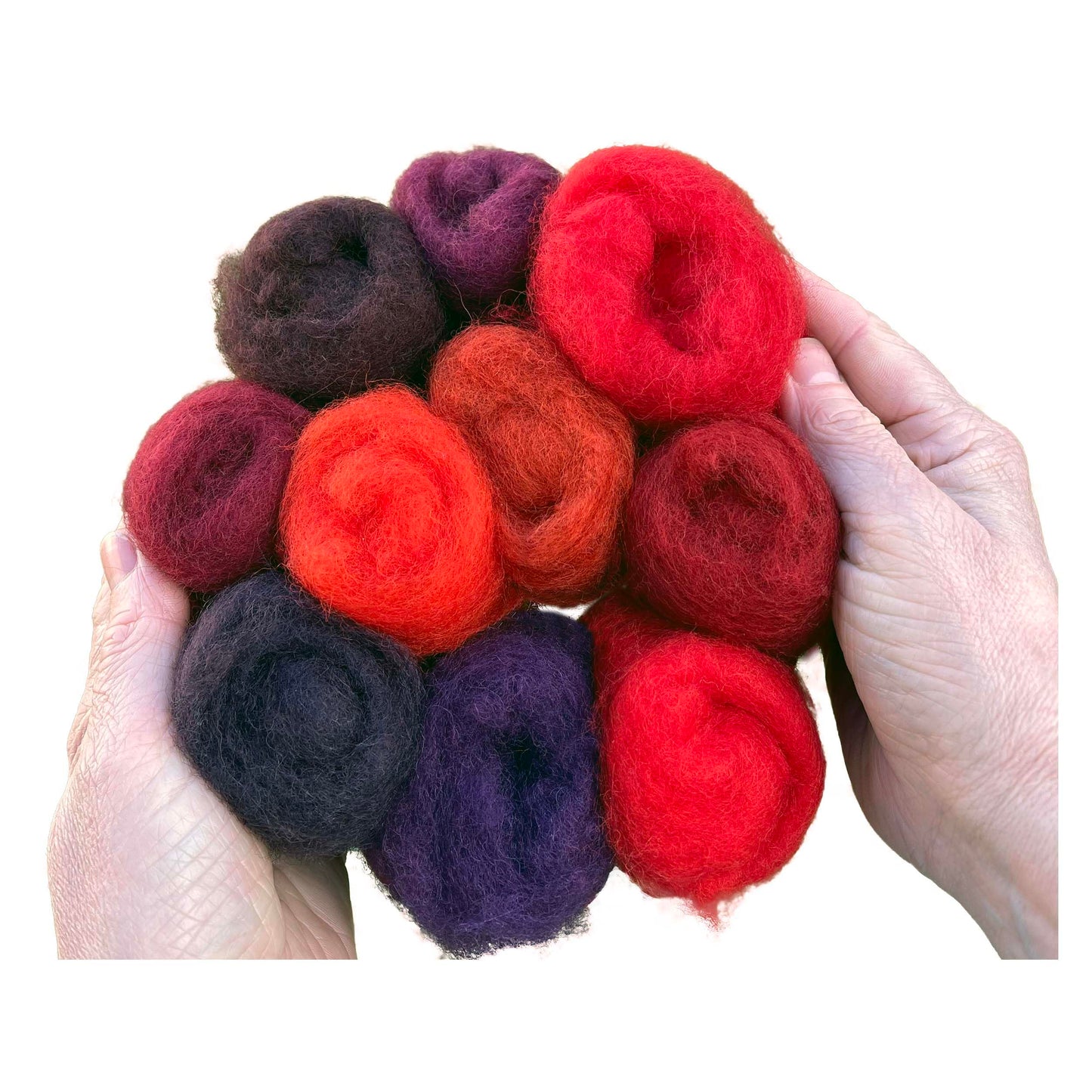 The Felt Box Roving Wool Red for Felting – 100g Carded Batts (3.5oz) Core & Craft Wool