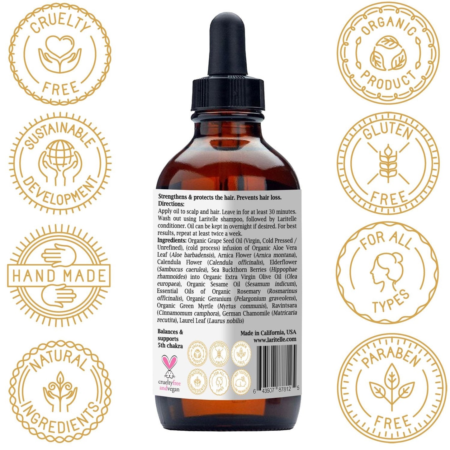 Organic Hair Growth Set Silk Velvet | Shampoo 17 oz + Conditioner 16 oz + Hair Loss Treatment 4 oz | Plant-based Keratin Protein + Biotin + Rosemary, Geranium, Chamomile. SLS-free. Vegan. GF