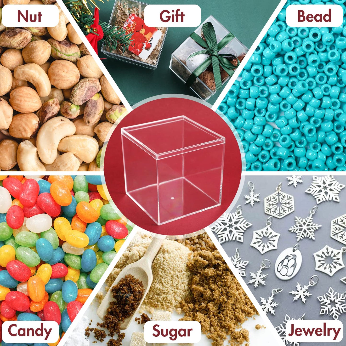 Kamehame Acrylic Boxes for Display 4 Pack Clear Plastic Square Cube, 3.9x3.9x3.9Inch/100x100x100mm Small Acrylic Box with Lid, Candy Pill and Tiny Jewelry Storage Boxes Organize Containers