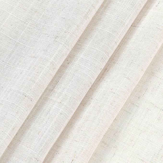 Ivory White Semi Sheer Linen Curtains 72 inch Length for Living Room Back Tab Rod Pocket Modern Farmhouse Coastal Decor Ivory White Cotton Textured Gauze Curtain 72 inches for Dining Room Office