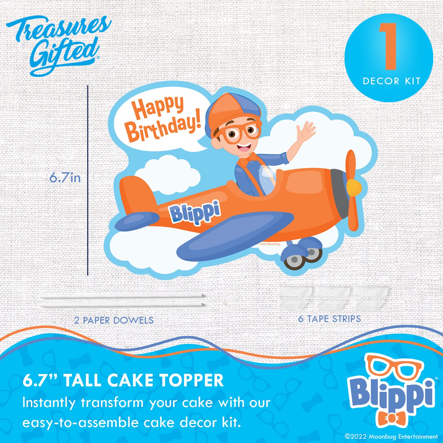 Treasures Gifted Officially Licensed Blippi Birthday Decorations Vehicle - Cake Topper Set - 1 Blippi Cake Topper & 24 Cupcake Toppers & Wrappers - Cake Decorations - Party Supplies