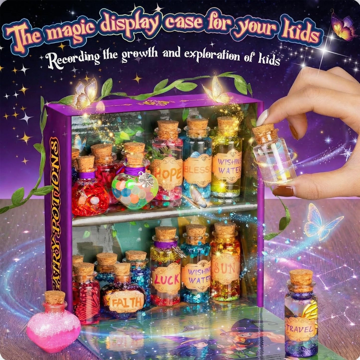 Alritz Fairy Potions Kit for Kids - Magic Potion Making Kit 20 Bottles, Glitter Crystals, Birthday Gifts for Girls 6 7 8 9 10 11 12 Year Old, Creative Craft Indoor Activity Party