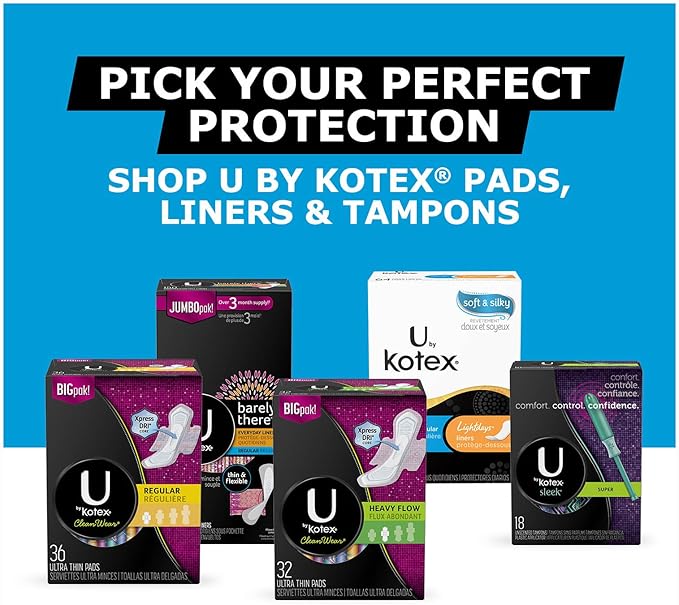 U by Kotex Barely There Liners, Light Absorbency, Regular, Fragrance-Free, 50 Count