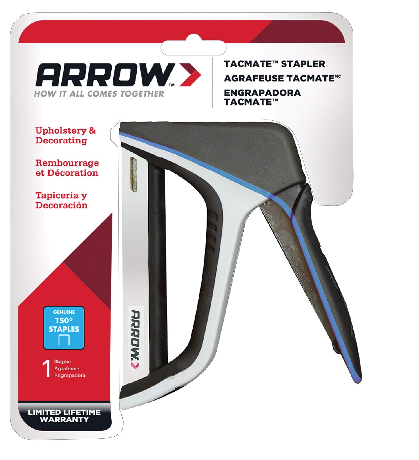 Arrow T50X Heavy-Duty Staple Gun for Upholstery, Furniture, Office, Decorating, Fits 1/4", 5/16”, 3/8", or 1/2" Staples
