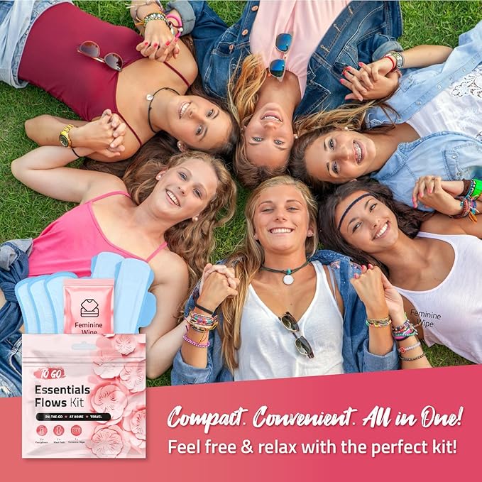 pH Advantage Essential Flows Period Kit - 3 Pantyliners, 2 Maxi Pads & Feminine Wipe | Hygiene Essentials for School, First Period