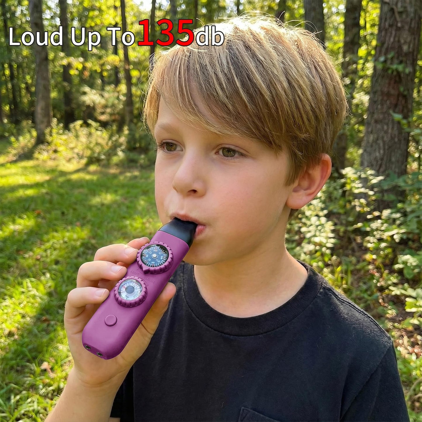 Multifunctional Survival Emergency Whistle for Kids with Compass Hiking Survival, Thermometer & Neck Lanyard | Emergency Safety Gear for Hiking, Camping, Kayaking, Boating, Climbing（Rose Purple）