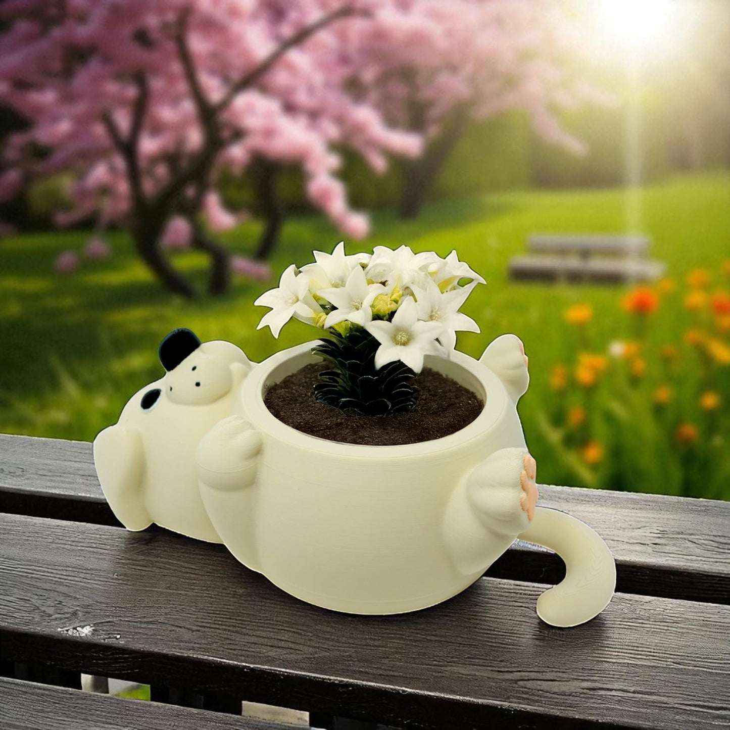 Mivi Collection Chonky Dog Belly Plant Pot – Lay-Flat Pup Planter for Succulents, Funny Pet Lover Gift, Cute and Uselessly Helpful Dog Container for Home or Office Decor