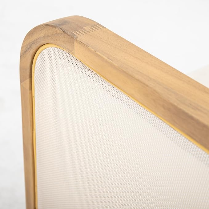 Christopher Knight Home Linksy Outdoor Club Chair, Patio Arm Chair, Modern Single Sofa Chair, Acacia Wood Frame, Club Chair with Cushions, Deep Seating for Porch, Garden, Backyard, Balcony, Beige