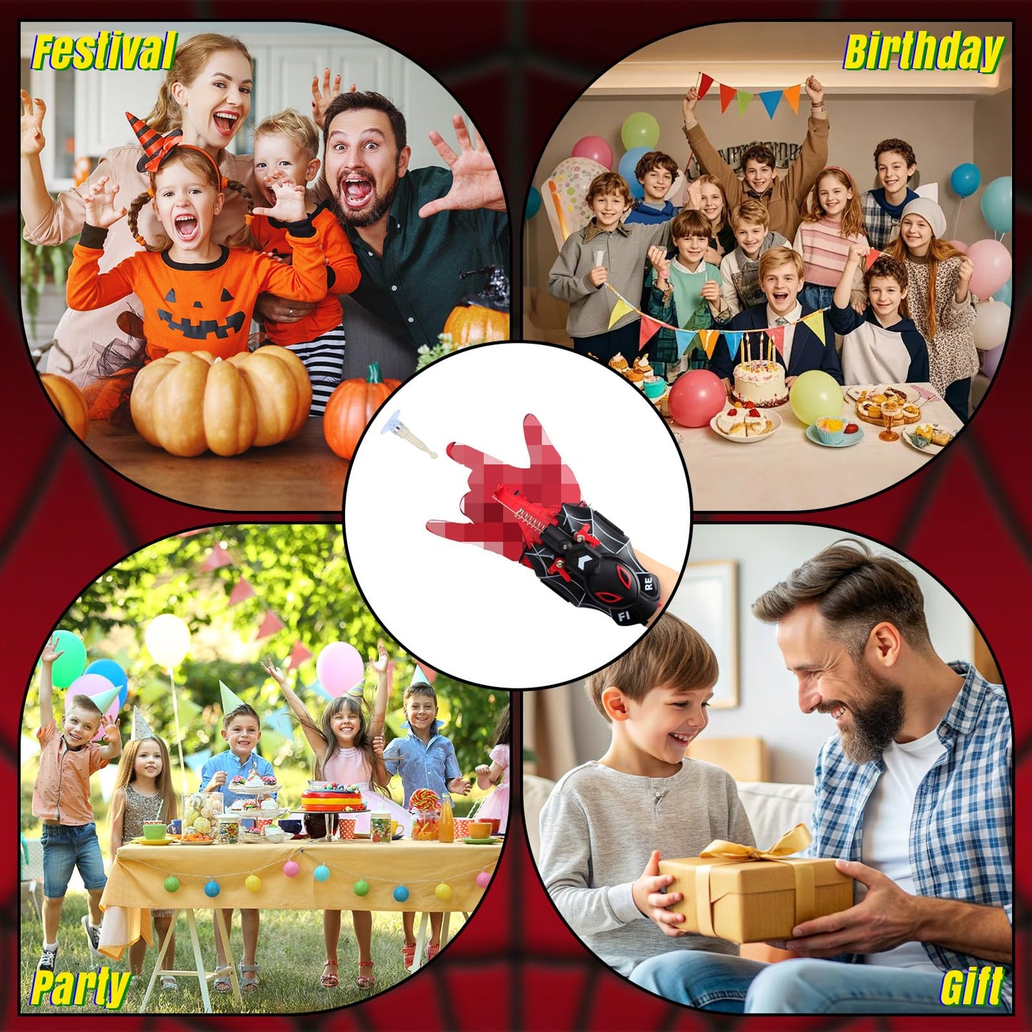 Spider Web Shooters,Web Shooter with Gloves, String Launcher Toy with Real Silk Reel-in Action, Web Launcher Spider String Shooter Toy, Web Shooter with Gloves