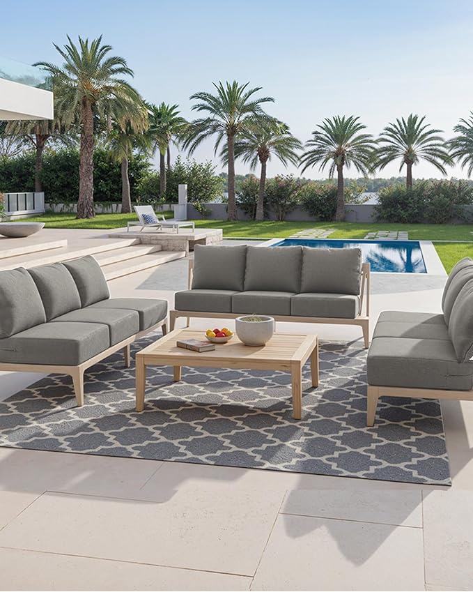 Luxury 24x24x6 Inch Outdoor Chair Cushions Set of 4 - Heavy Duty Water-Resistant Comfortable Cushion for Patio Furniture Set Dining Gliding Rocking Chairs Loveseat L-Shape Sofa - Grey