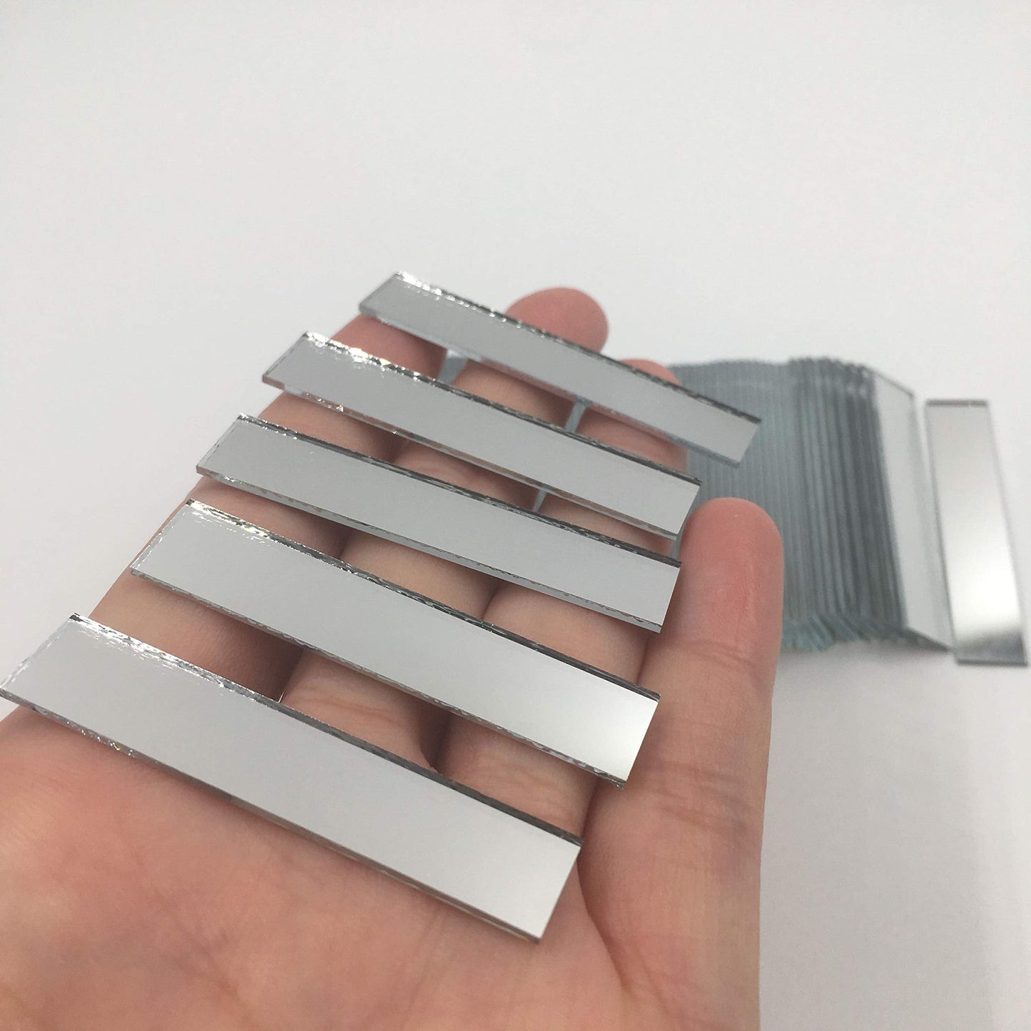 NUO RUI 5/8" x 2" Rectangular Mirror Mosaic Tiles Craft Mirrors 60 Pieces (5/8'' x 2'')